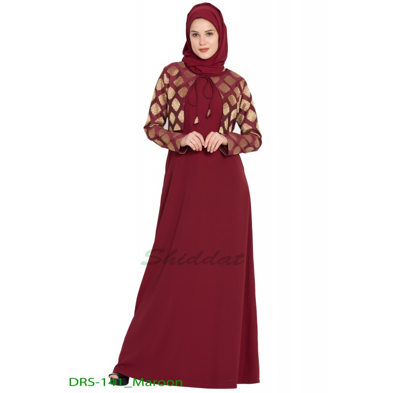 Maxi Dress online Buy sleeveless long Dress with a short fancy Jacket